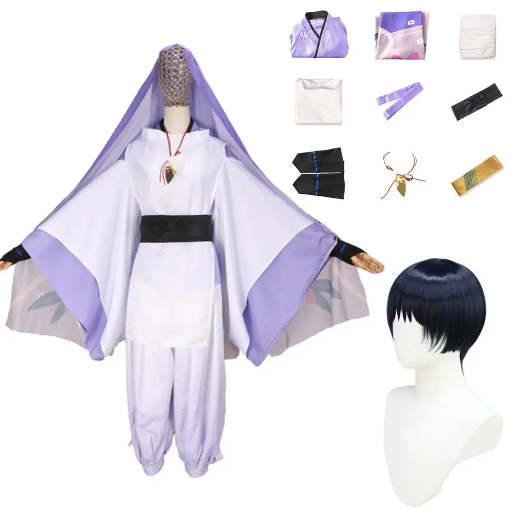 

Scaramouche Cosplay Costume Genshin Impact Wig Deep Blue Hair Wanderer Story Kimono Suits Genshin Cosplay Costumes