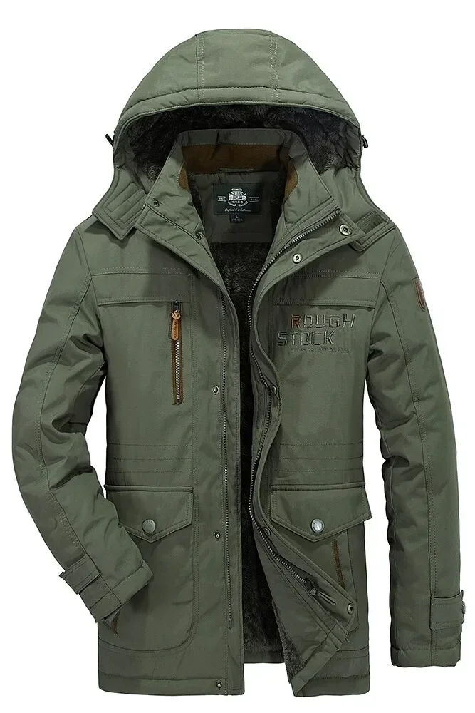 Parka longue rembourrée en coton pour homme, coupe-vent décontracté, fausse fourrure, veste à capuche pour homme, manteau d'hiver chaud, grande taille, sourire, 2024