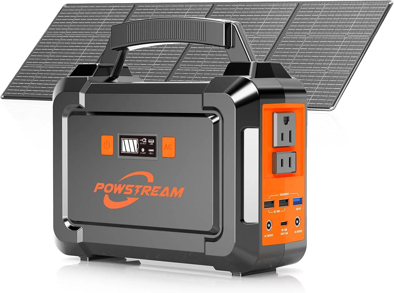 300W Solar Generator 296Wh Camping Portable Power Station with 60W Foldable Solar Panel Lithium Battery Power Bank