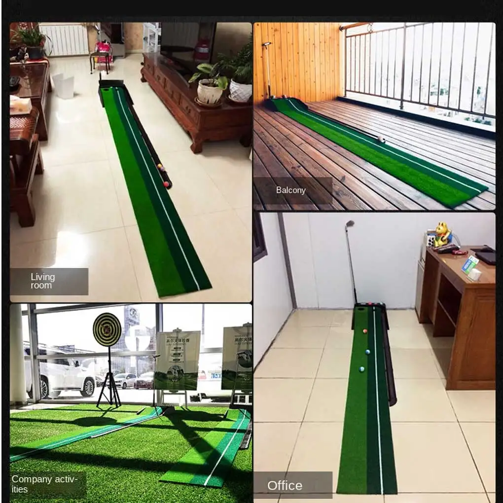 Indoor Opvouwbare Antislip Golf Training Mat Woonkamer 2 Kanalen Putting Oefentrainer Pad Met Houder Golfen Tool