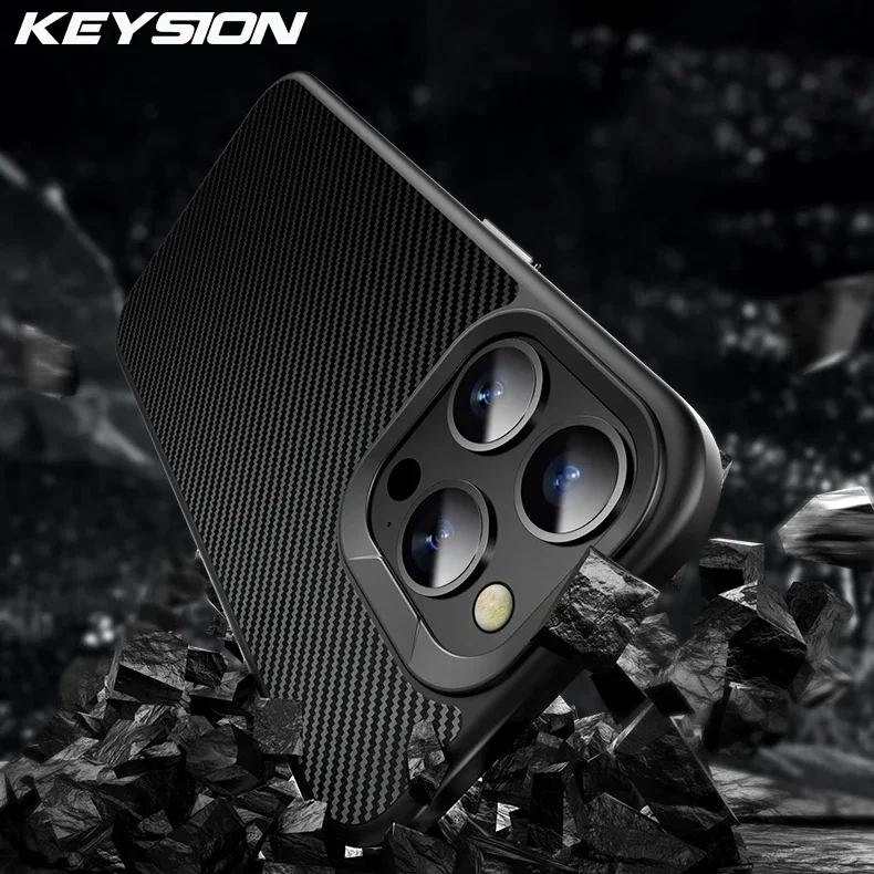 

KEYSION Magnetic Case for MagSafe for iPhone 15 Pro Max Carbon fiber Texture Shockproof Phone Cover for iPhone 12 13 14 Pro Max