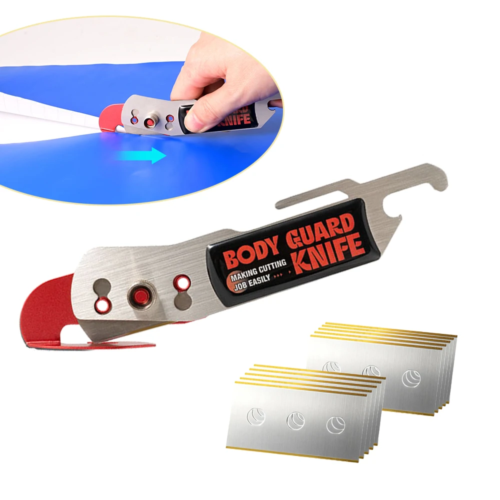 

FOSHIO Car Tinting Vinyl Knife Wrapping Paper Wallpaper Safety Slitter Portable Cutting Tool+10pcs Titanium Coated Edge Blades
