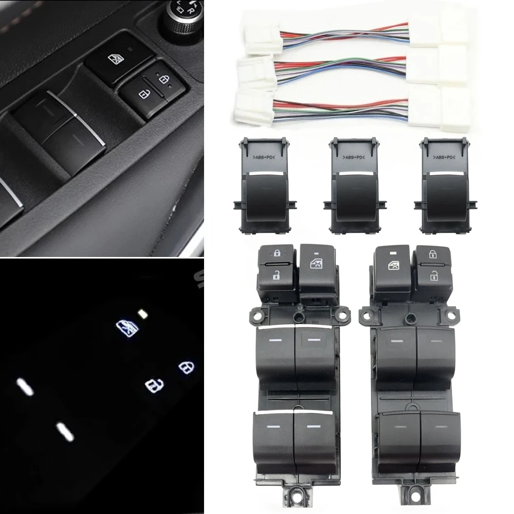 Botón de Control de Elevalunas LHD con Luz LED Blanca, Interruptor Elevavidrios para Toyota RAV4 CHR Corolla Yaris Cross Sienna 2024-2026