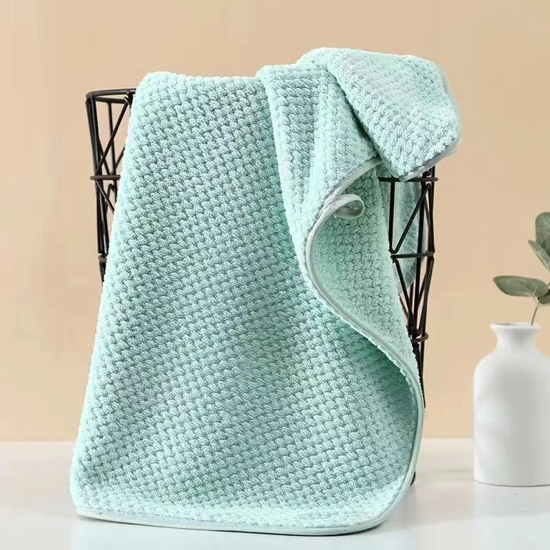 Pineapple Pattern Thick Absorbent Simple Color Hand Towel Home Use Comfortable Soft Bath Towel for Daily Life And Washing