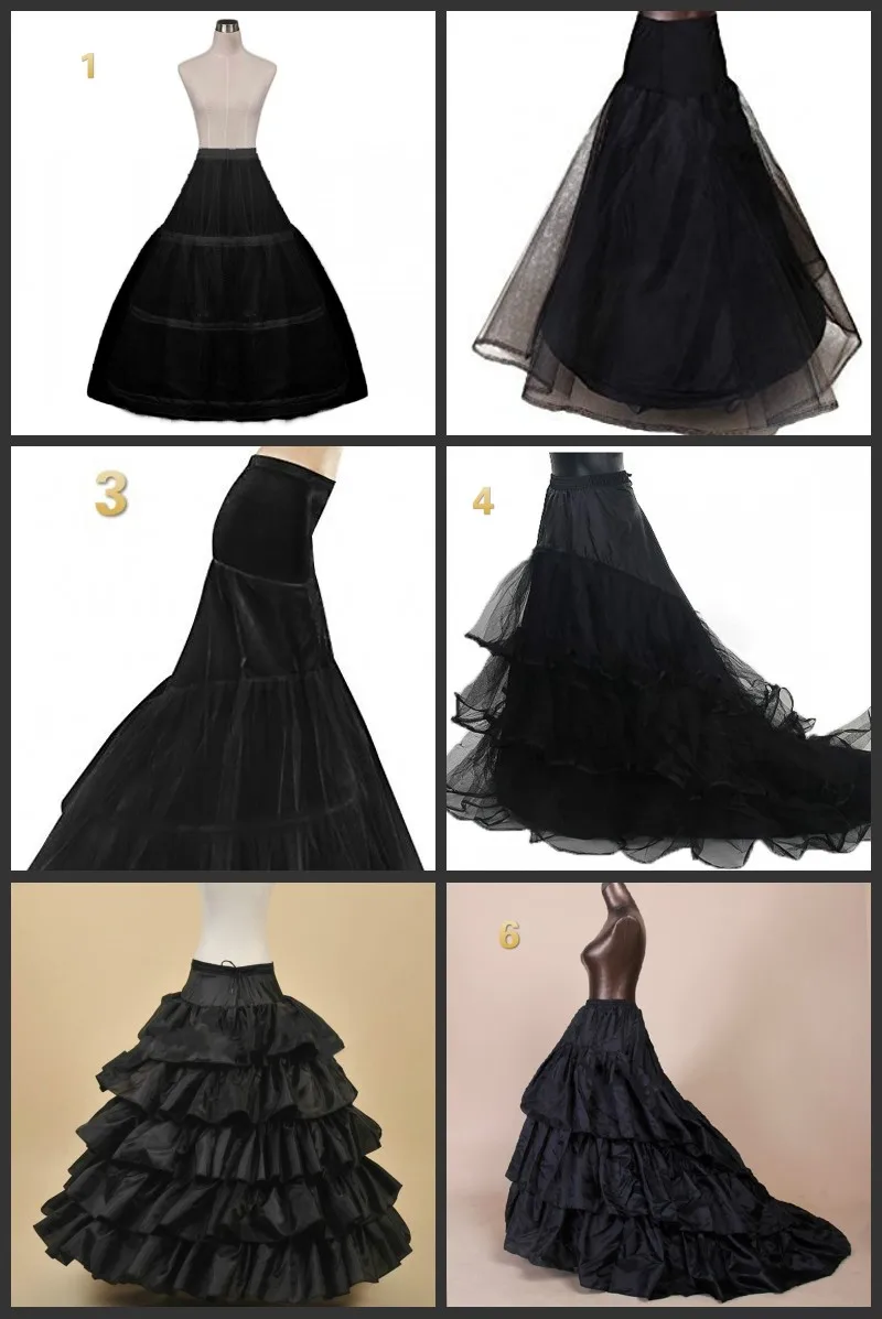 Schwarz Petticoats für Hochzeit Kleid Krinoline jupon tüll mariage enaguas saiote novia anagua de vestido de noiva unterrock