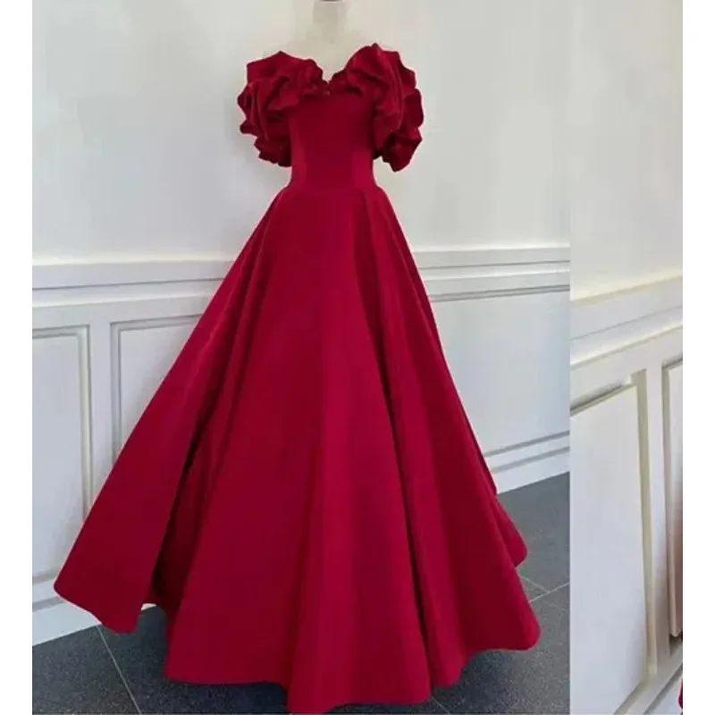 Sweet Memory-Robe de princesse en satin vert vin rouge pour filles, corset à lacets dans le dos, robe de soirée formelle, robes sexy sur mesure pour les occasions, O135