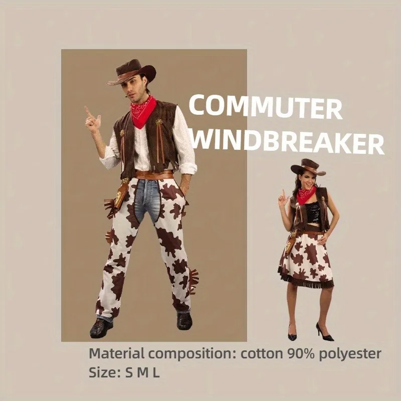 

Essential Halloween Western Set for Adult Annual Party Performance Unisex Performance Costume Eye Catching and Eye Catching