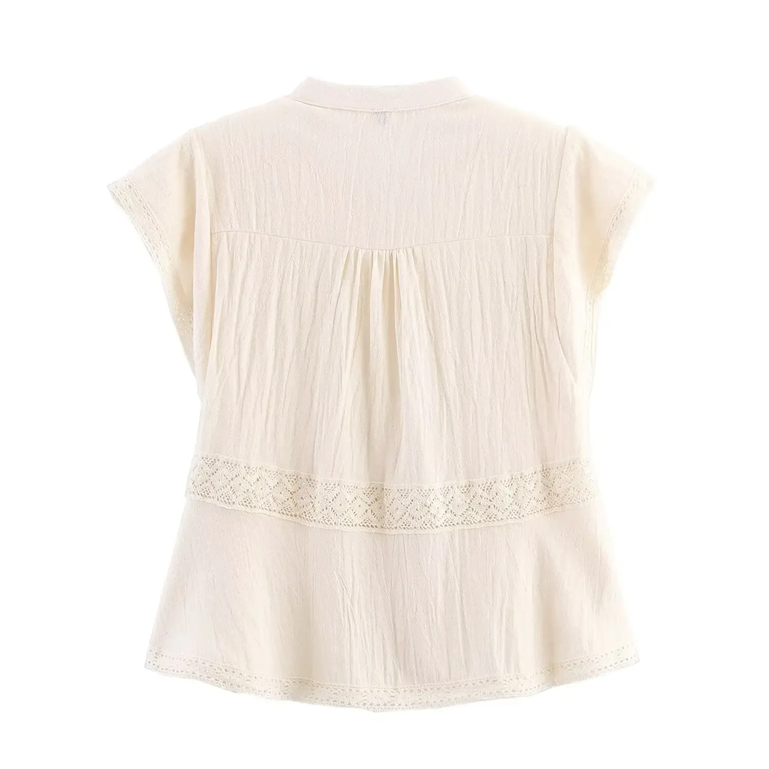 Lace crochet holiday style top Summer Women's Single Row Skirt Multi-Buled round Neck Straight Flower Hook Knitted Holiday Top