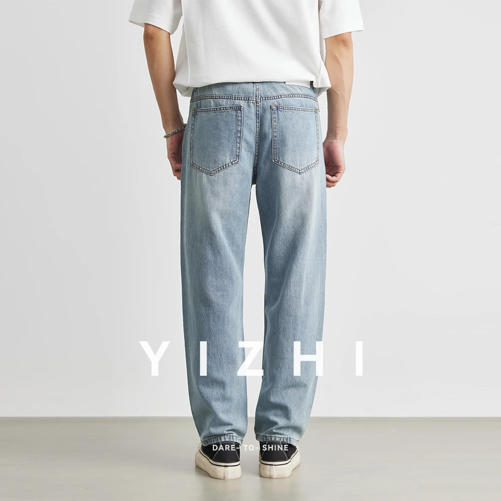 Men's Straight Jeans 2025 Summer New Thin Denim Trousers Casual Loose Outdoor Wide-leg Pants Fashion Nine-point Pants 28-36