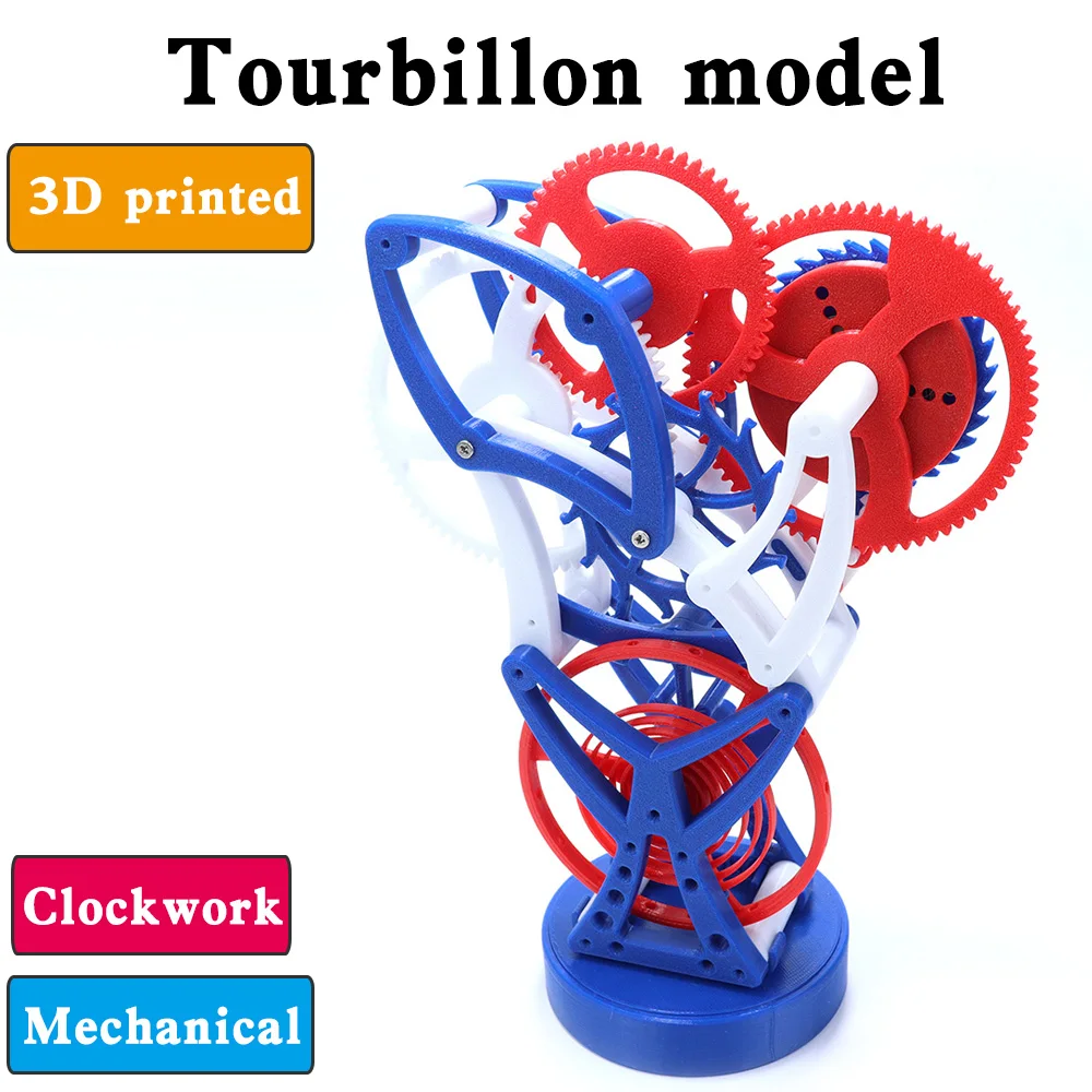 Tourbillon model 3D printed pendule Mechanical structure DIY gear set Creative Science Toys Clockwork driven Physics Teaching