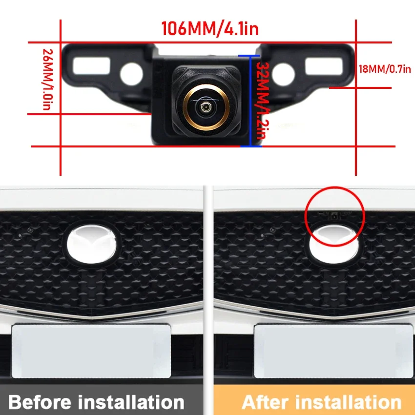 Fisheye lens AHD HD CCD CVBS 1080P 170° Car LOGO Parking Front View Camera For Mazda CX-30 CX 30 CX30 DM 2019 2020 2021 2022 202