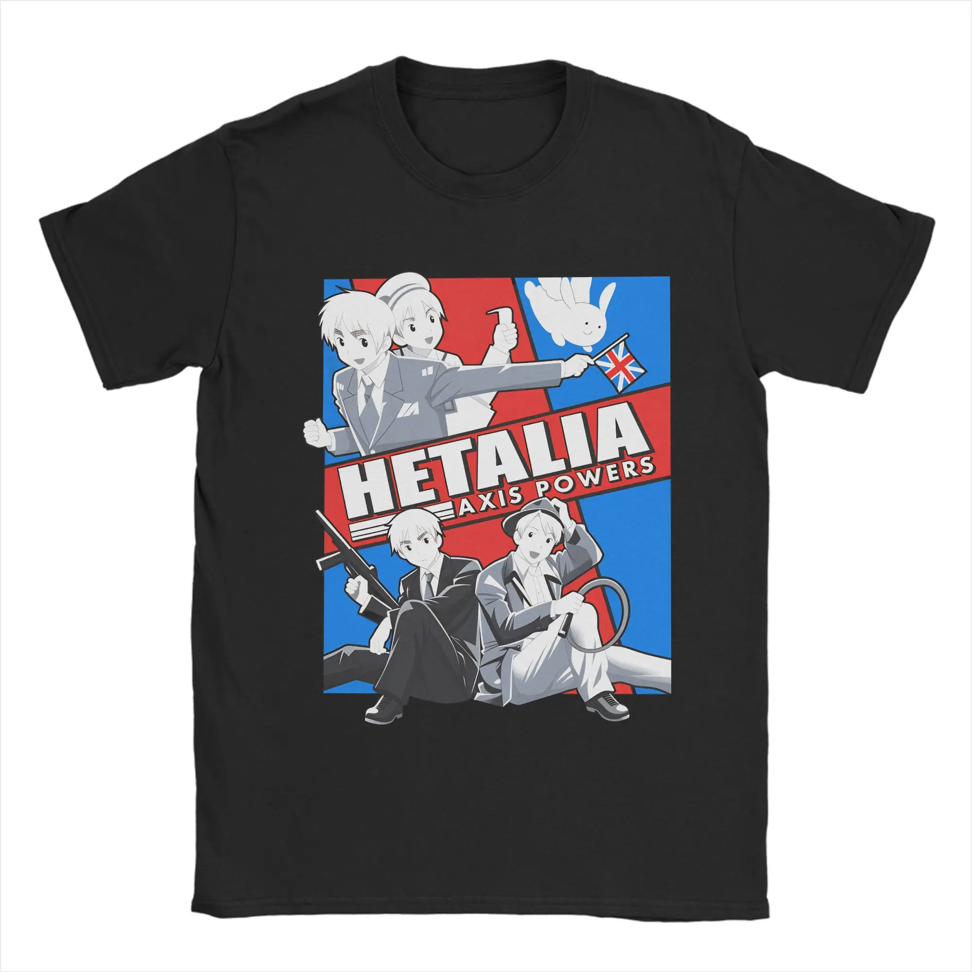 Hetalia Axis Powers T-Shirt for Men  Creative Cotton Tee Shirt Crew Neck Short Sleeve T Shirts Printed Clothes