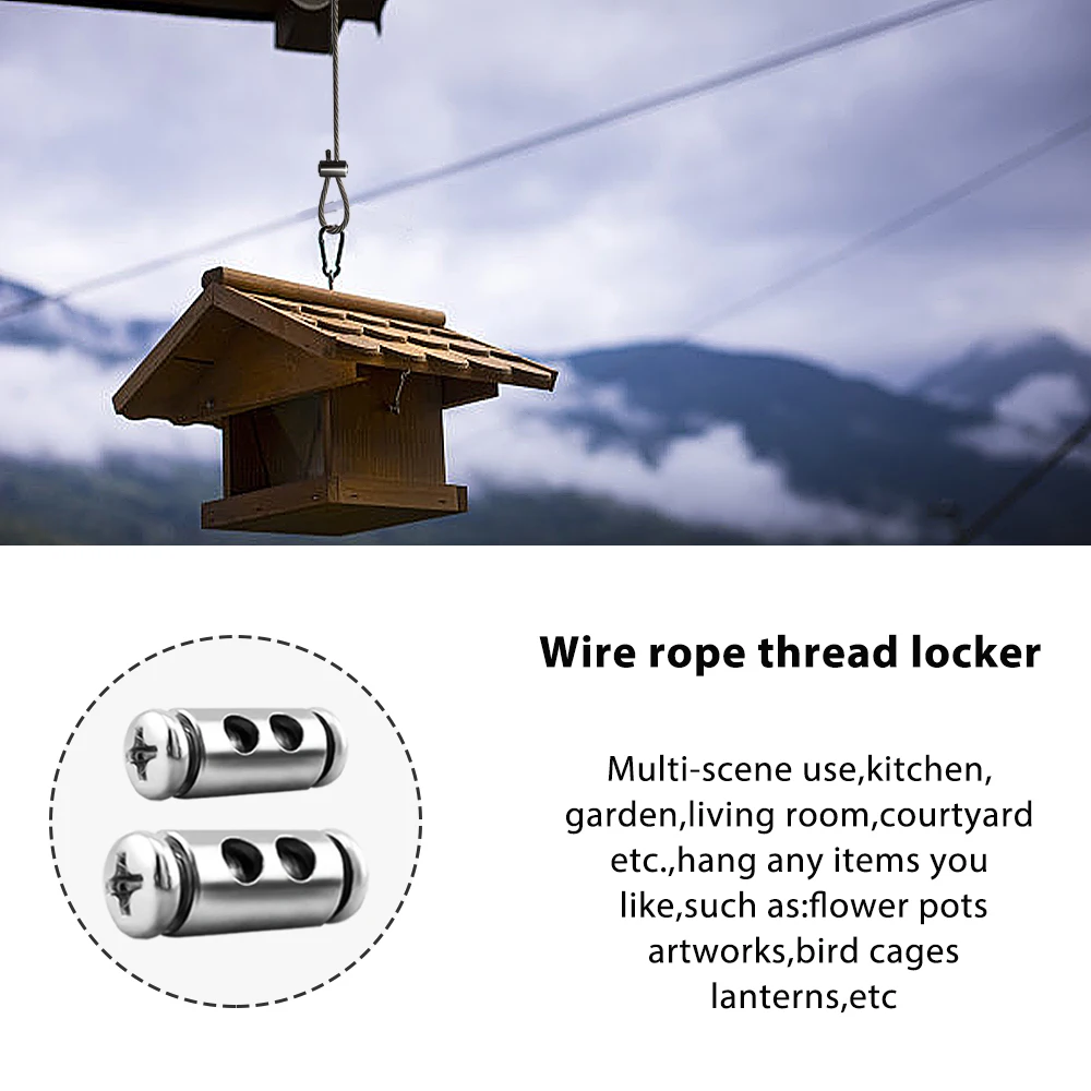 10 Uds. Abrazadera de cuerda de alambre de acero de 1-3mm abrazadera de Cable de suspensión de doble orificio ajuste de tornillo transversal sujetador de bloqueo telescópico