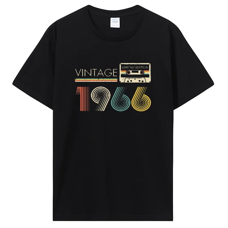 Funny Vintage 1966 Limited Edition Cassette TShirt Summer Cotton Tees Streetwear Father Days Birthday Gifts T-shirt Men