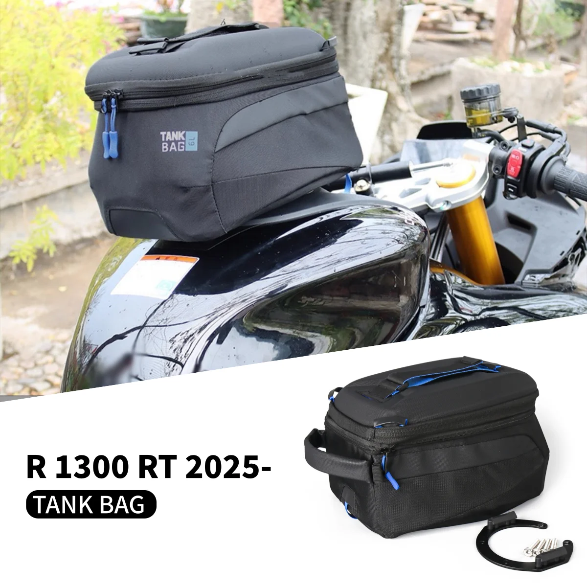 

Для мотоциклов BMW R1300RT 2025-2026: Водонепроницаемая сумка на бак (6-8 л) с быстрым креплением, комплект багажных сумок
