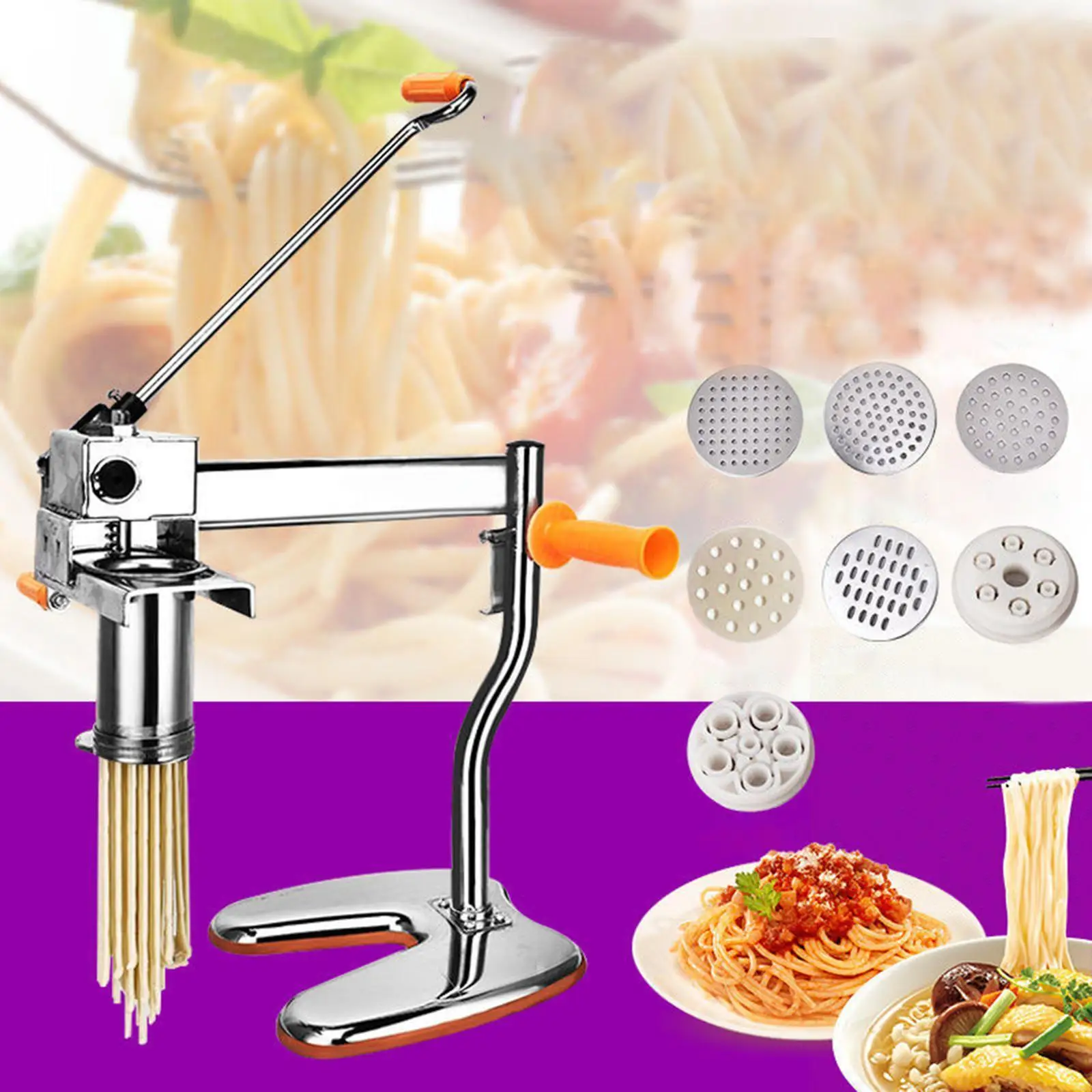 Noodle Maker Machine Cooking Tool Manual with U Base Hand Crank Manual Pasta Machine for Household Home Ramen Tabletop Spaghetti