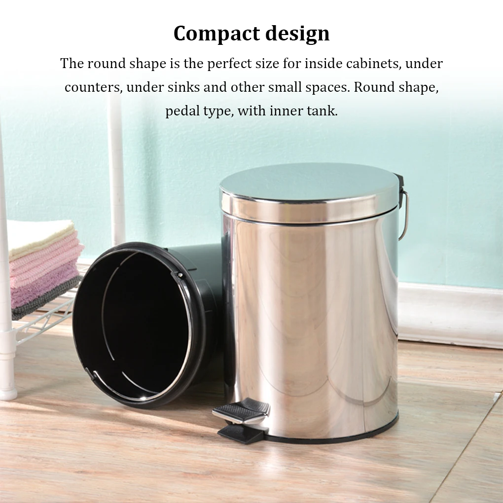 Trash Can Lid Foot Pedal Garbage Step Round Waste Bin Washroom Dustbin