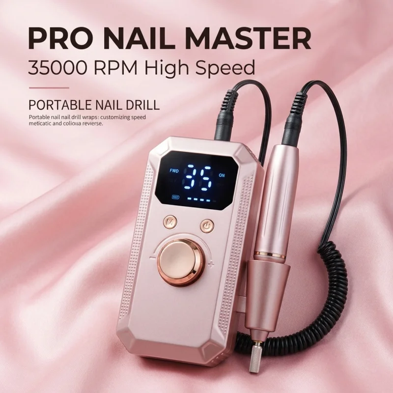32 Speed Electric Nail Drill Machine Digital Display Reversible Rotation Professional Rose Gold Manicure Pedicure Tool