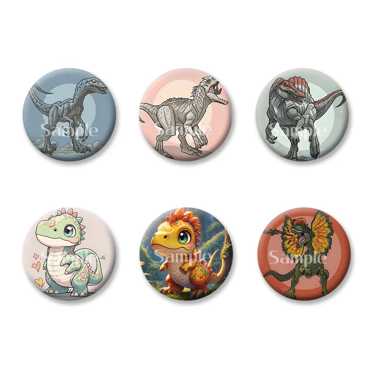 

Dinosaur World T. rex Cute Anime Cartoon Flash Badge Keychains Makeup Mirror Fridge Magnet ACG Goods Game Peripherals Toy Gift