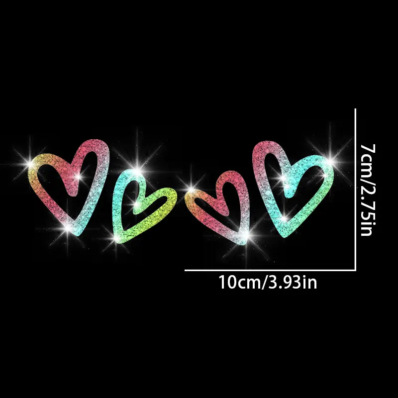 4PCS LOVE Heart Glitter Motorcycle Stickers Waterproof for Scooter Helmet DIY Car Rearview Mirroor Boat Universal Vinyl Decals