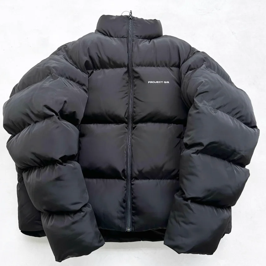 Jaket Puffer pria, mantel modis musim dingin luar ruangan pakaian hangat hitam abu-abu dongguan_ss