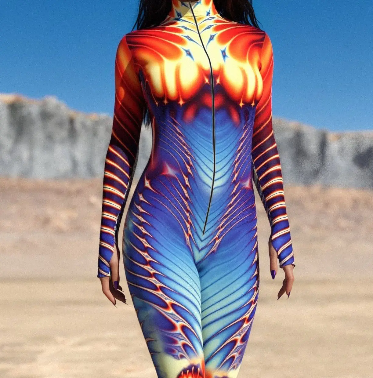 Halloween Carnival Women's Leotard Cyberpunk Style Gothic Future Technology Cool Jumpsuit 3D Printing Party Role Playing Costume