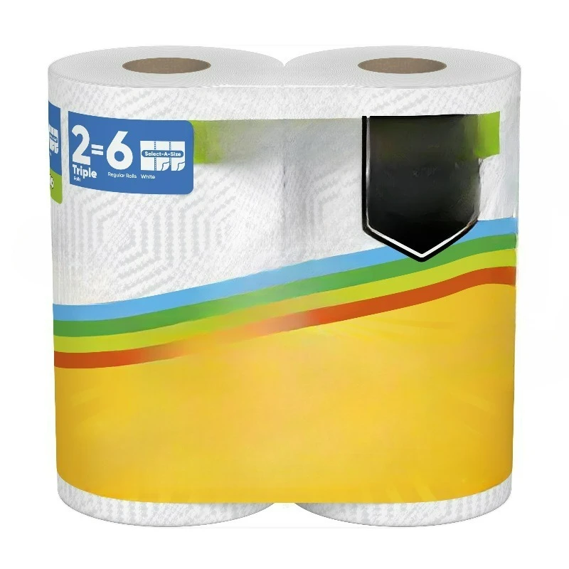 Essentials Paper Towels Select-A-Size, 2 Triple Rolls, White, 162 Sheets Per Roll