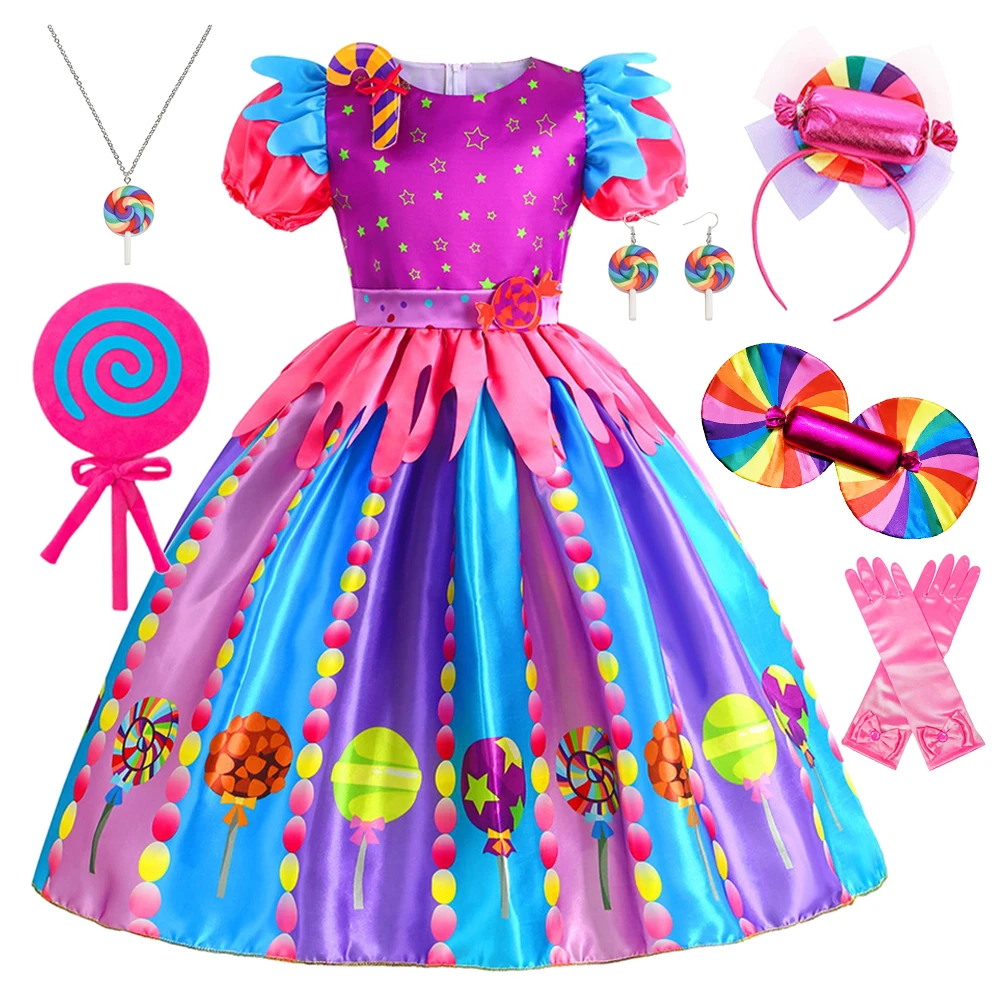 

Girls Purim Festival Lolipop Dress Sweet Candy Carnival Cosplay Toddler Princess Party Apparel