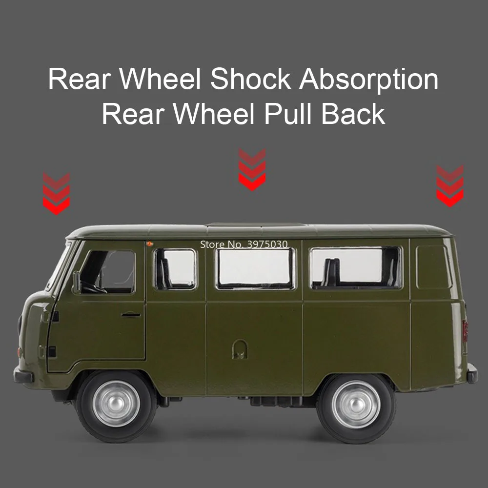 1:18 Russische UAZ-452 Speelgoedauto's Legering Diecast Model Wiel Trek Miniatuur Auto met Lichte Muziek Voertuig Perfecte Cadeaus voor Jongens