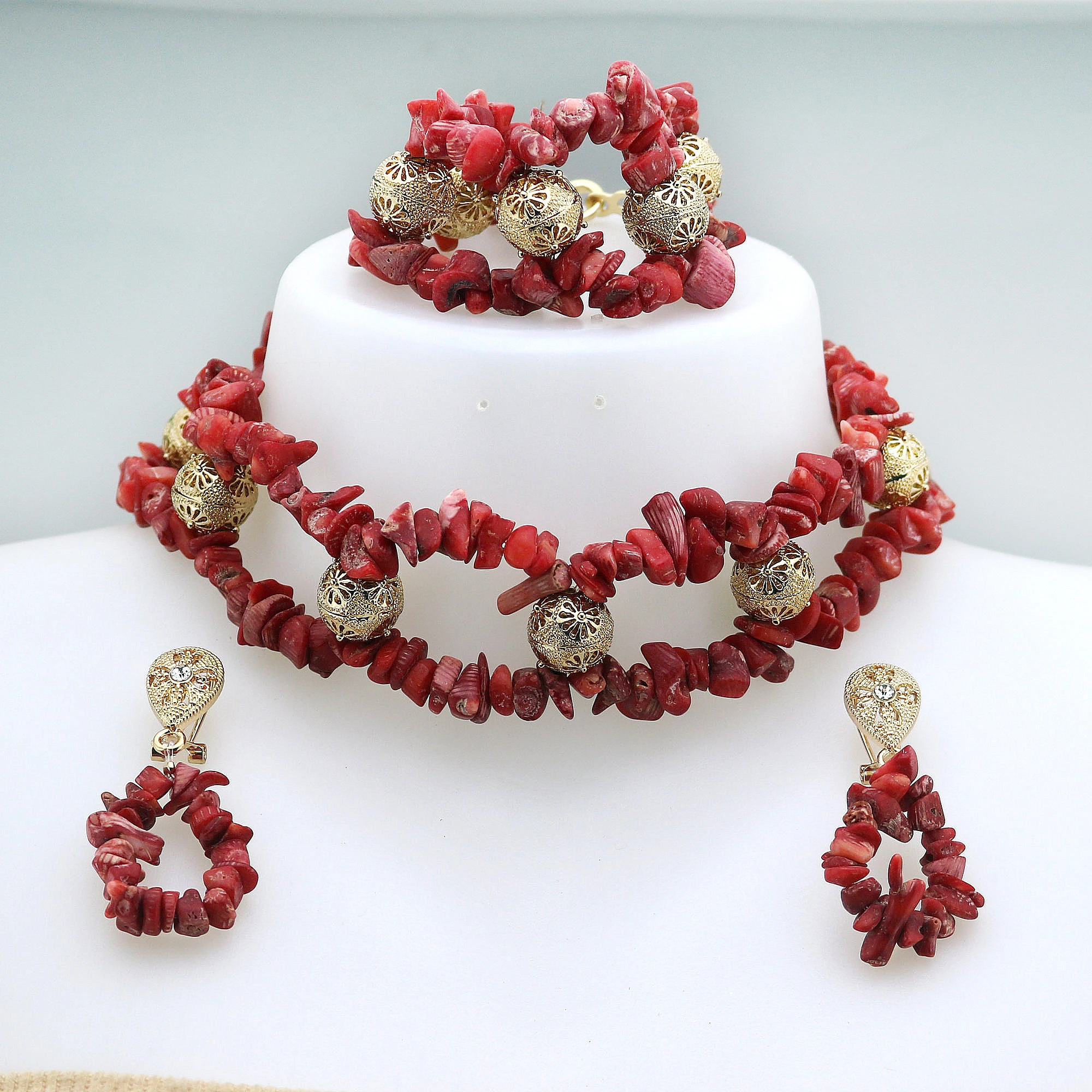 

Coral Necklace Fantastic Nigerian Wedding Coral Beads Jewelry Set Bead Bride Traditional Wedding African Jewelry