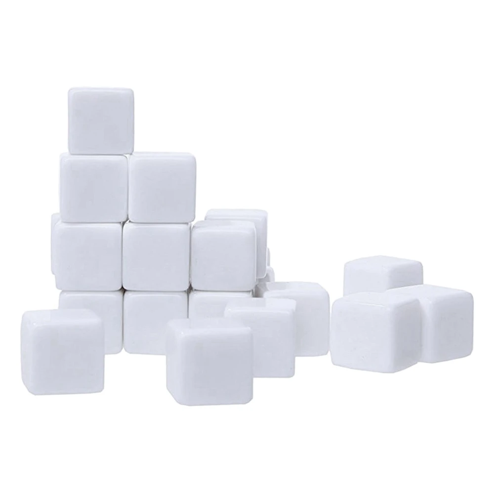 ABXI 16MM White Acrylic Cubes Blank Dice For Board Games,Math Counting Teaching,Alphabet Numbers Custom Dice Making,48PCS