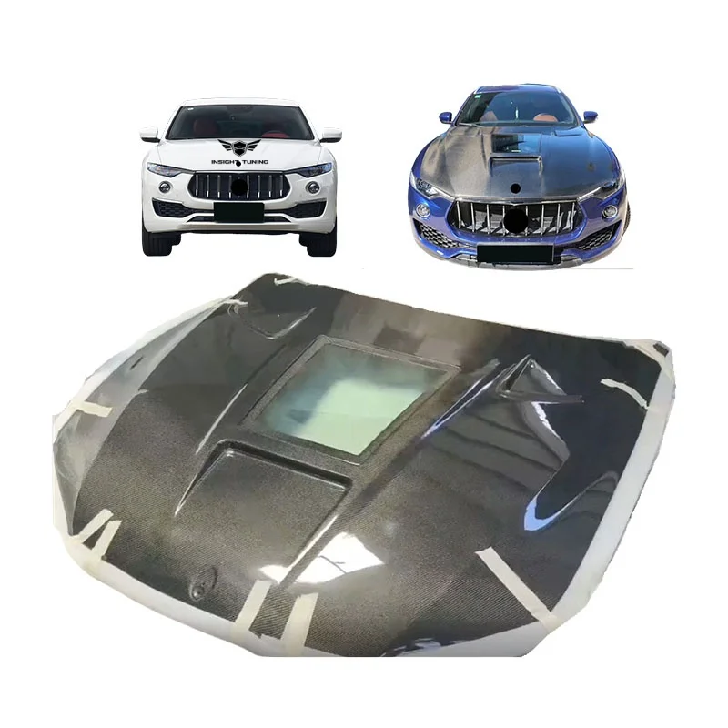 

Hot Selling Wet Carbon Fiber Transparent With Holes Engine Hood For Maserati Levante Upgrade To MSY Style Bonnet