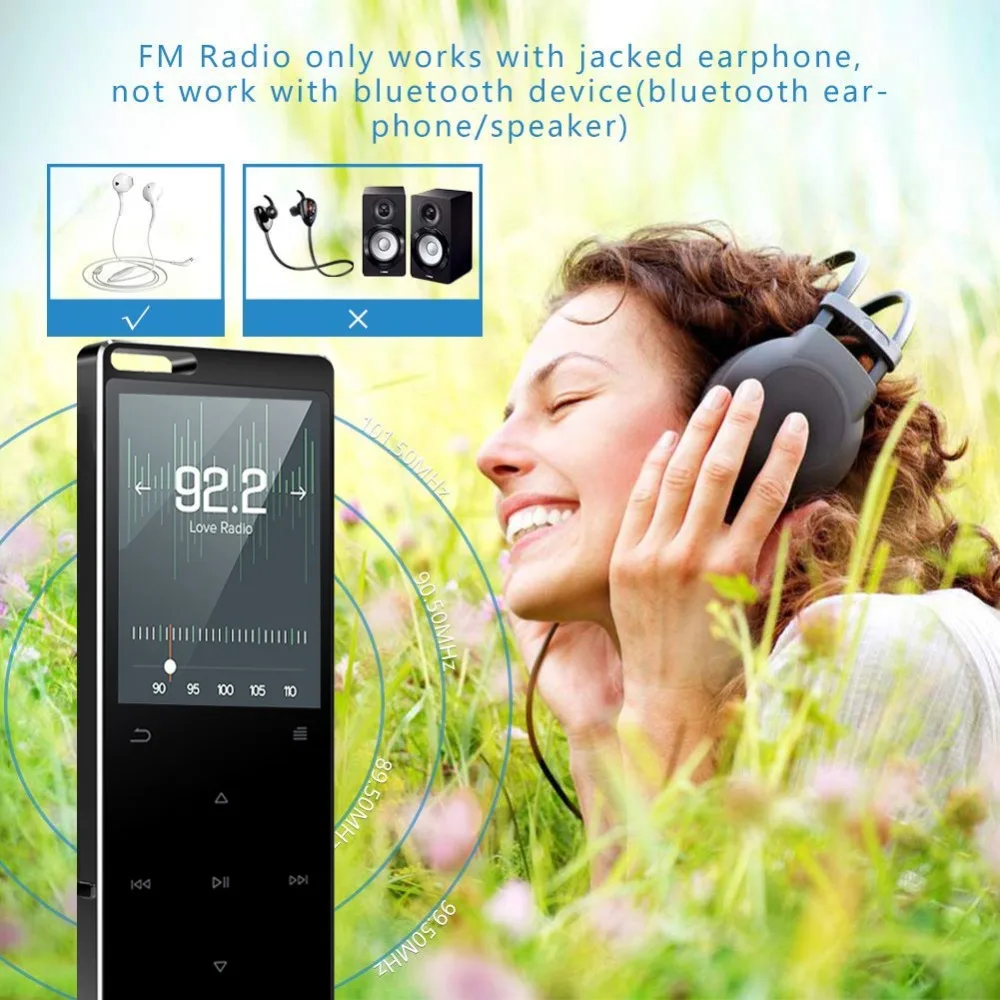 C15 Lossless Music Player with Bluetooth 16G Touch Key Touch Screen, Voice Recorder Pedometer Ebook FM Radio Player Metal