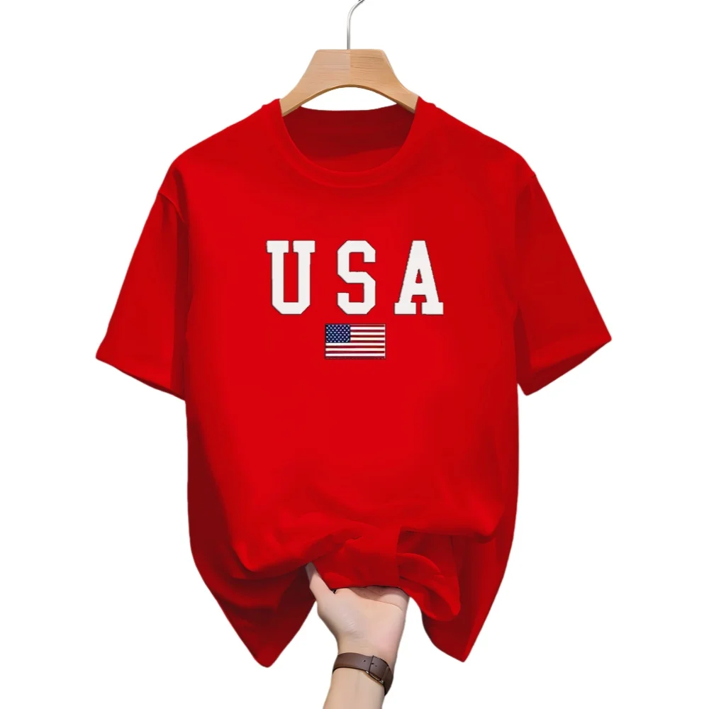 

Мужская модная футболка с 3D-печатью: креативные элементы американского флага и узор США, удобный крой, трендовый повседневный стиль, размер L