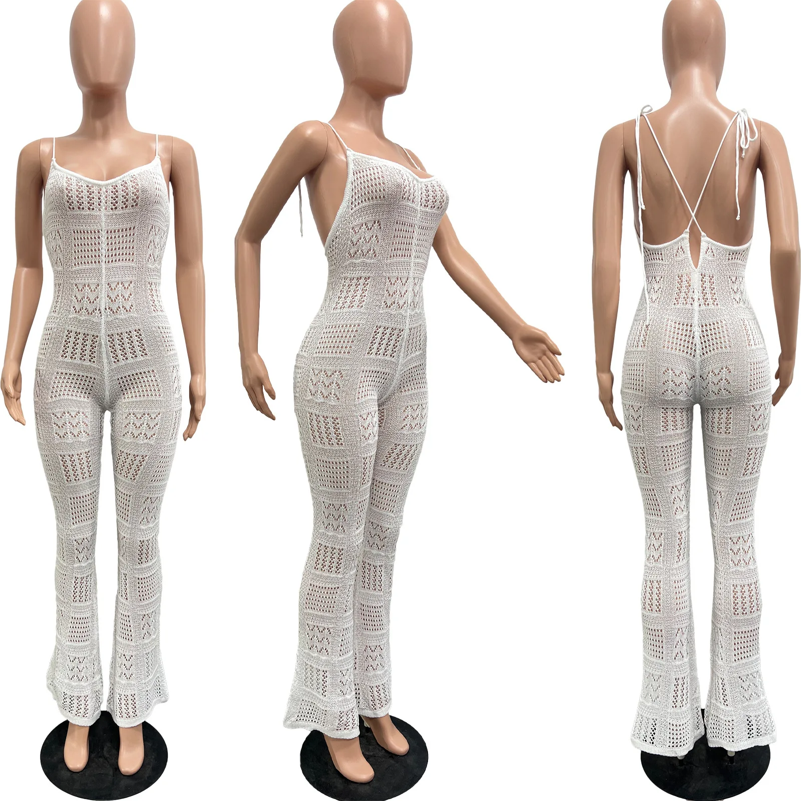 Bodysuit de malha feminino elegante, bodycon luxuoso, macacão sexy, macacão de crochê, verão, 1 pc, 2024