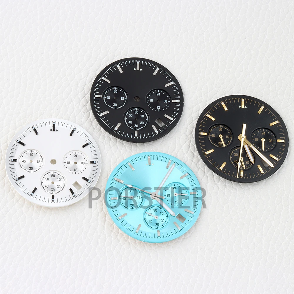 Green Luminous vk63 Watch Dial Face 32.5mm Dial for VK63 Quartz Movement Watch Tools Fit Chronograph Watch replacement Parts