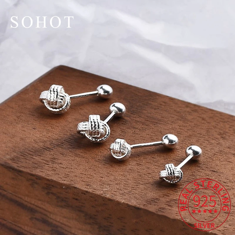 

Real 925 Sterling Silver Minimalist Piercing Screw Bead Mini Stud Earrings for Women Fashion Fine Jewelry Exquisite Accessories