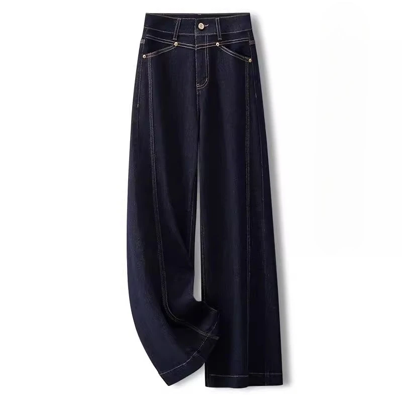 ワイドレッグパンツ ジーンズ レディース ハイウエスト ストレッチ ダメージ加工 ポケット付き ヴィンテージ ストリートウェア 女性用デニム フロア丈 2025