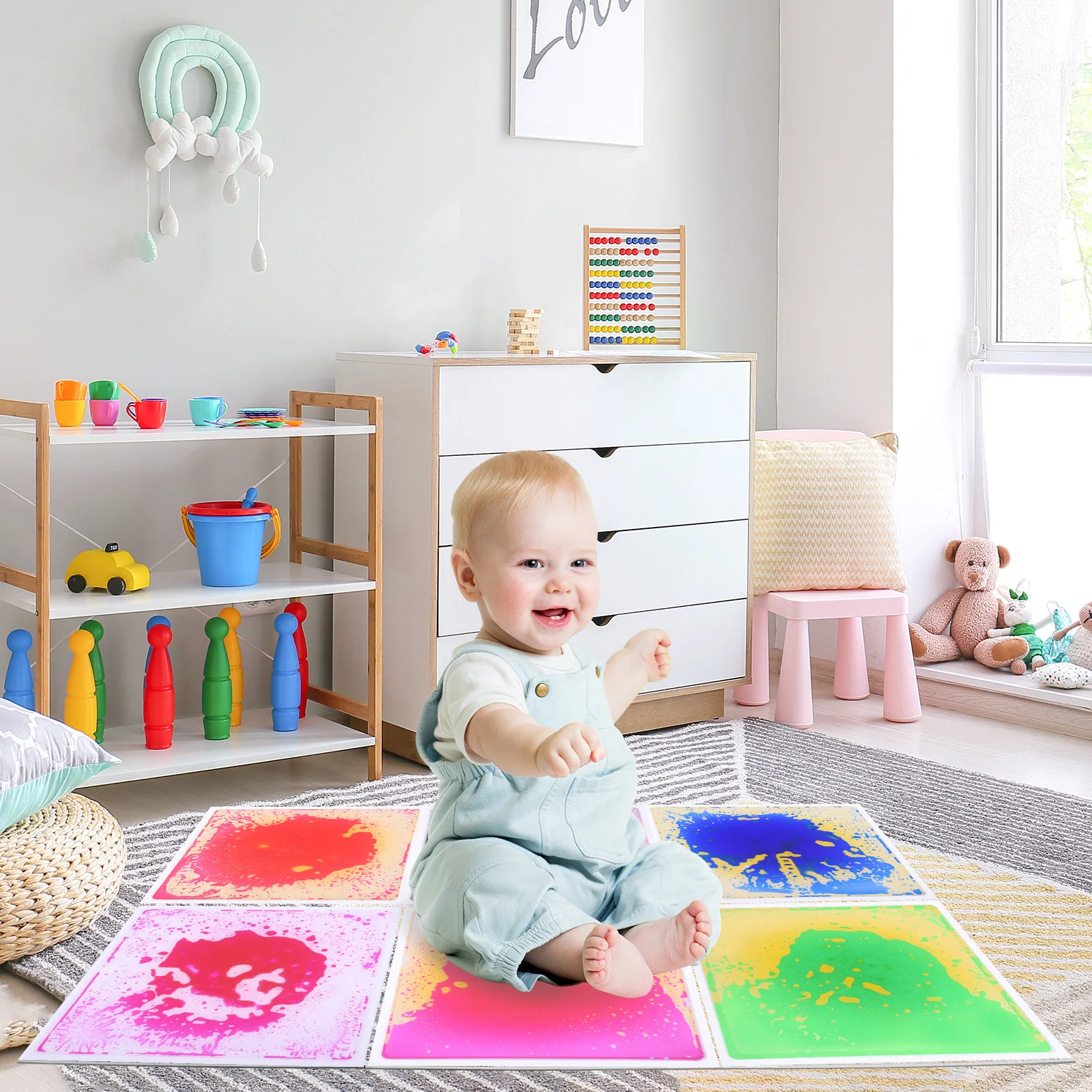 Jouet d'intégration sensorielle d'équilibre de pierre de marche pour enfant, tapis rampant Tactile liquide Montessori, jouet d'activité paroisseuse, équipement d'autisme