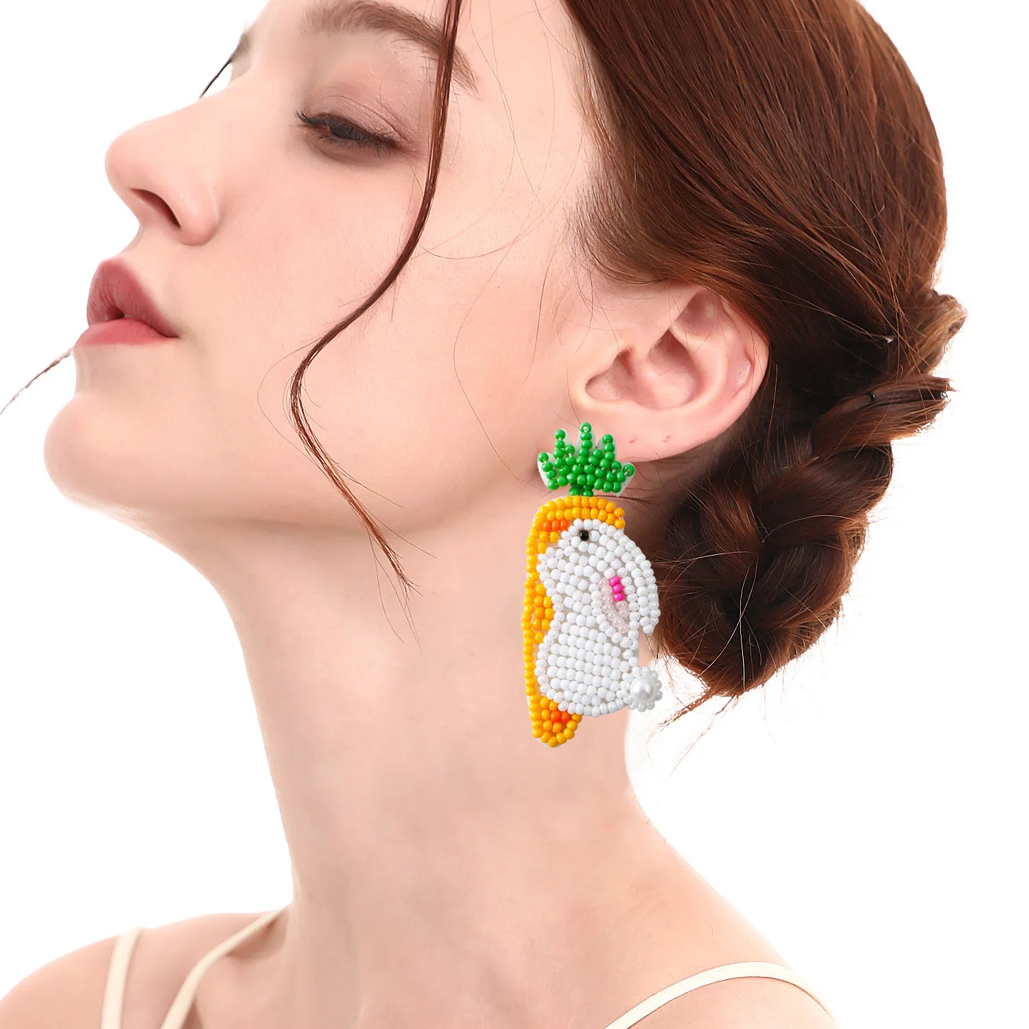 Rice bead earrings Revive Rabbit Design Originality Colour Hand knitting Bohemia Alloy Fashion Simple Beaded earrings