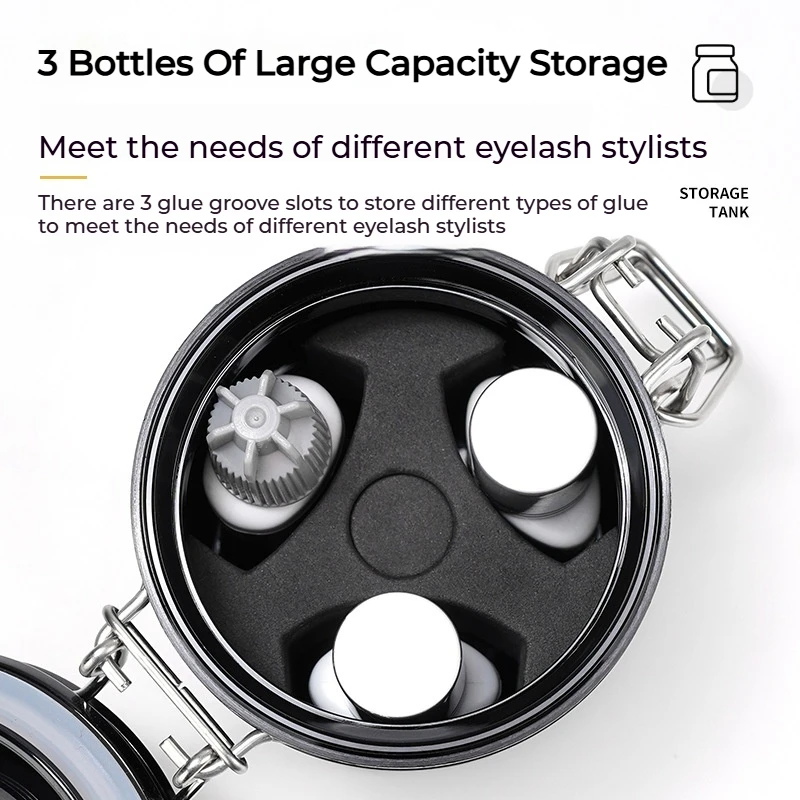 まつげ接着剤保存タンク、温度と湿度を制御する活性炭シール付き漏れ防止ジャー容器、まつげエクステンションツール