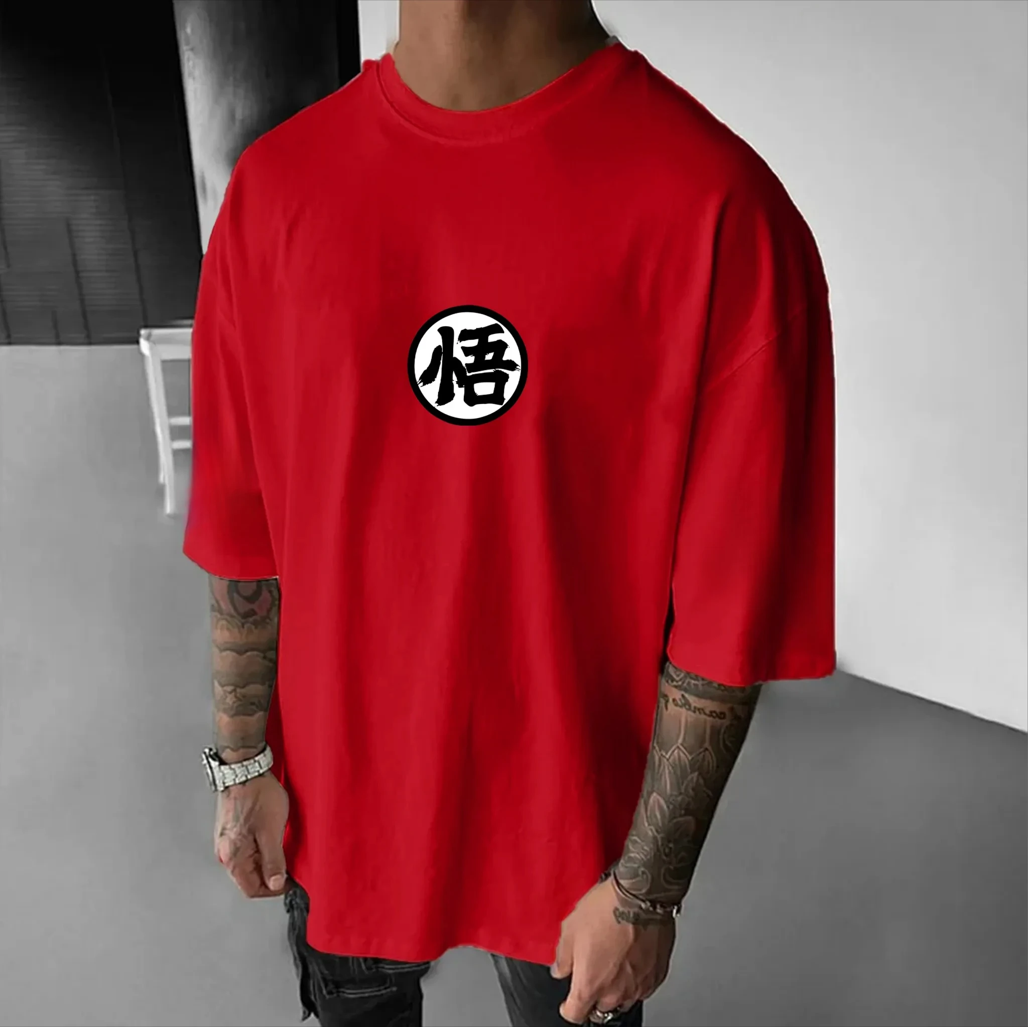 Camiseta holgada deportiva de cuello redondo de estilo americano de manga corta de algodón con estampado de Dragon Ball Goku Vegeta 2025 para hombres y mujeres
