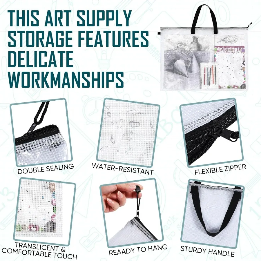 Estuche grande de portafolio de arte de 36 x 48 pulgadas con asa para exhibición y almacenamiento de tablón de anuncios, bolsa de portafolio de arte duradera para carteles