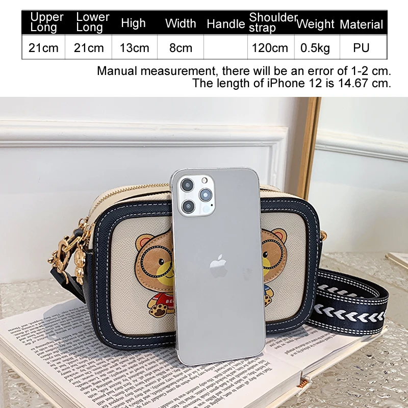 BeiBaoBao Brand Thick shoulder strap women shoulder bag Crossbody bags for women Bear pattern fashion flap messenger bag cute