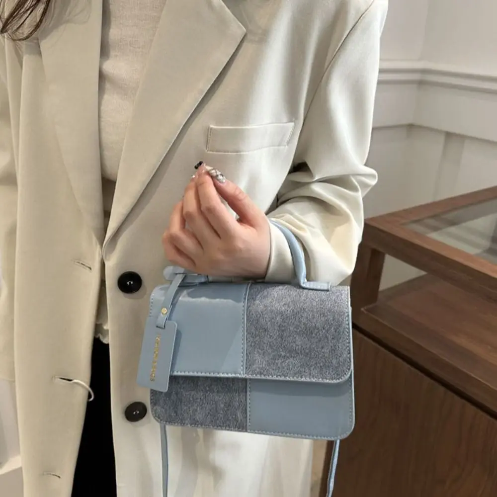 Versatile Color Blocking Women Shoulder Bag PU Korean Style Ladies Crossbody Bag Handbag Portable Small Square Bag Vacation