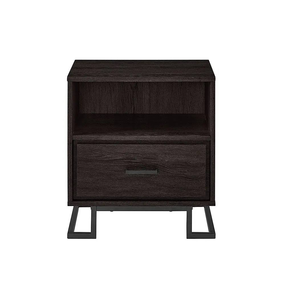 

Contemporary 1-Drawer Metal and Wood Nightstand - Charcoal