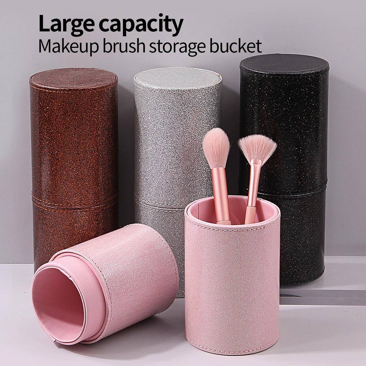 

Creative PU Leather Pineapple Bucket Portable Travel Cosmetic Bag Multi-Function Dust-Proof Waterproof Makeup Brush Storage Box