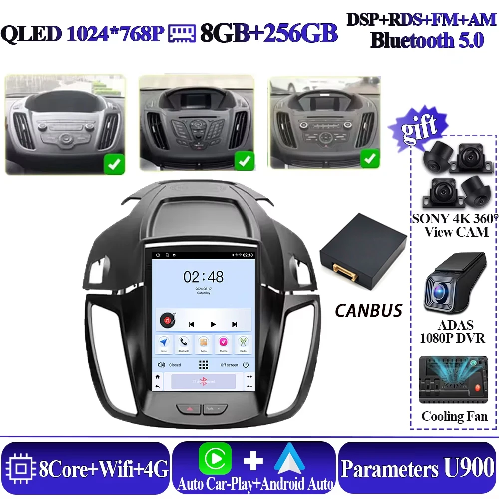 Android 16 autoradio voor Ford Kuga 2 Escape 3 2012-2019 Android 13 autoradio draadloze CarPlay 2 Din GPS navigatie Bluetooth