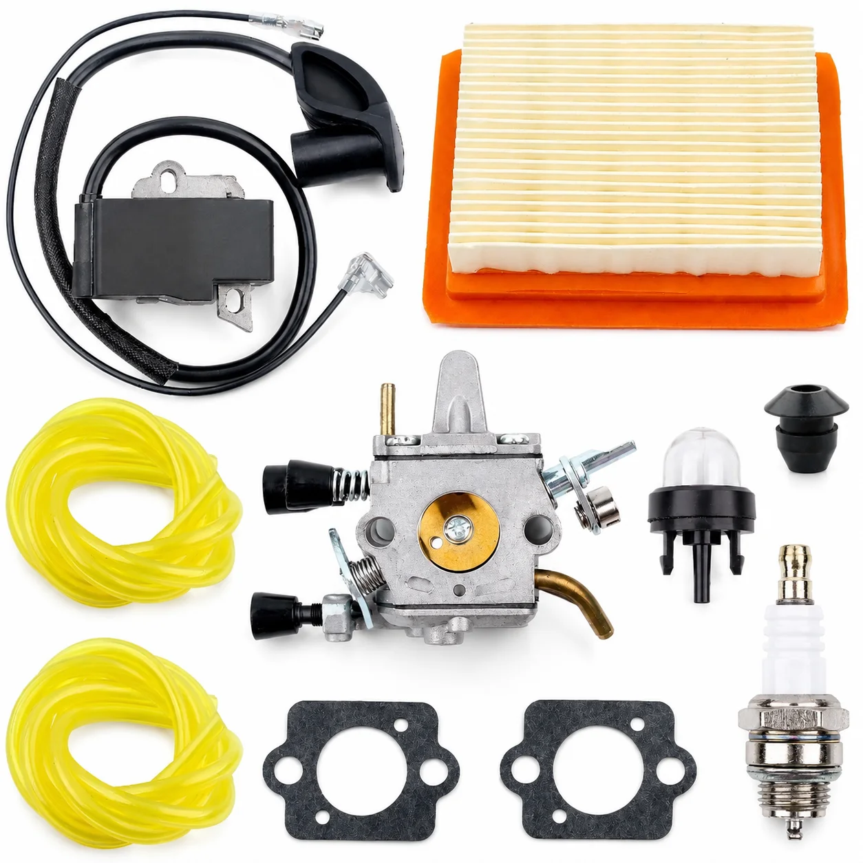 Carburetor Ignition Coil Kit For Stihl FS120 FS120R FS200 FS200R Trimmer Air Filter Spark Plug Fuel Line Gasket 41341410300