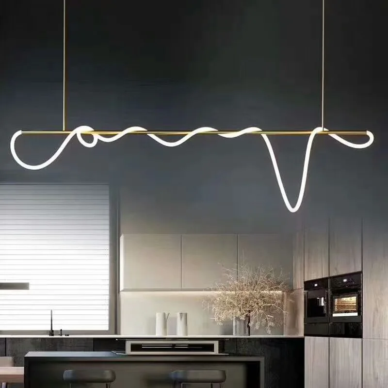 Lampada a sospensione moderna a soffitto a LED con tubo lungo, lampada a sospensione minimalista, soggiorno, bar creativo, camera da letto, sala da pranzo, linea di luci